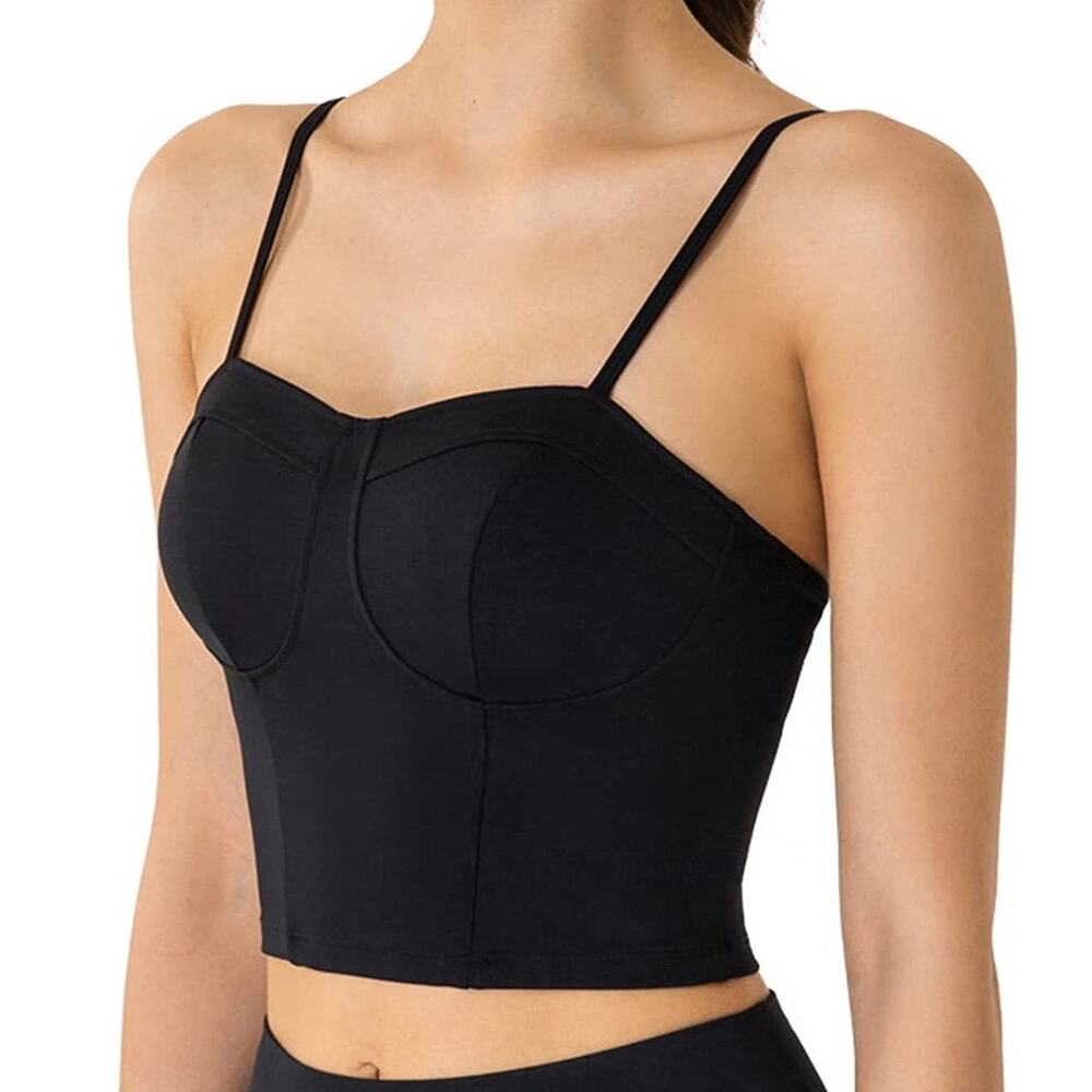 Haute Monde Black Bustier Crop Top Corset Padded Bralette Medium NEW